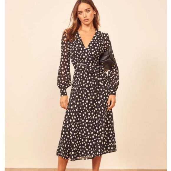 Reformation Susanna Wrap Dress, Memento - Picture 1 of 7
